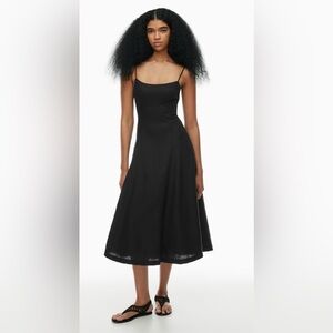 Wilfred Aritzia Finery Linen Dress black fully lined midi size 10